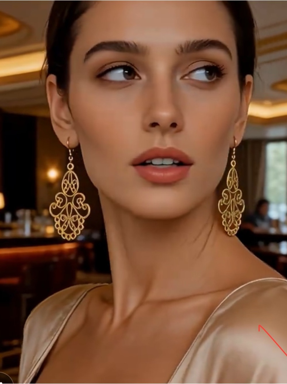 Gold Filigree Drop Earrings - Elegant Women's Jewelry